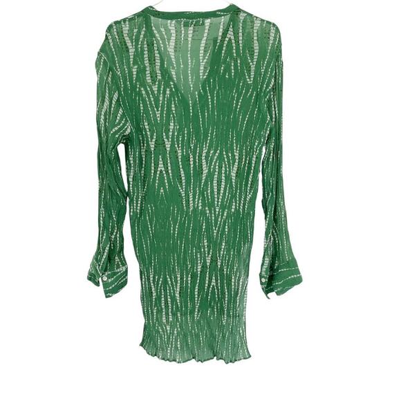 ZARA Green Printed Pajama Style Resort Set Top & Pants Small Medium Boho - Picture 5 of 12